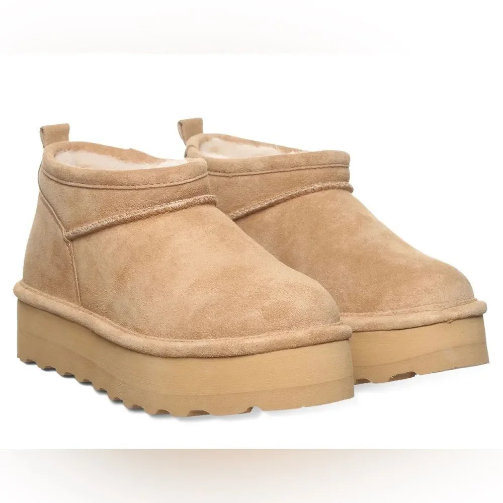 RETRO BearPaw SUPER SHORTY ICED COFFEE ankle boots; Size 4-5. NWOT!